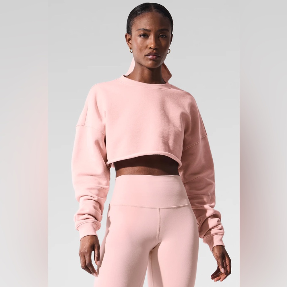 ALO Yoga Extreme Cropped Pullover | Pink Quartz | Size L